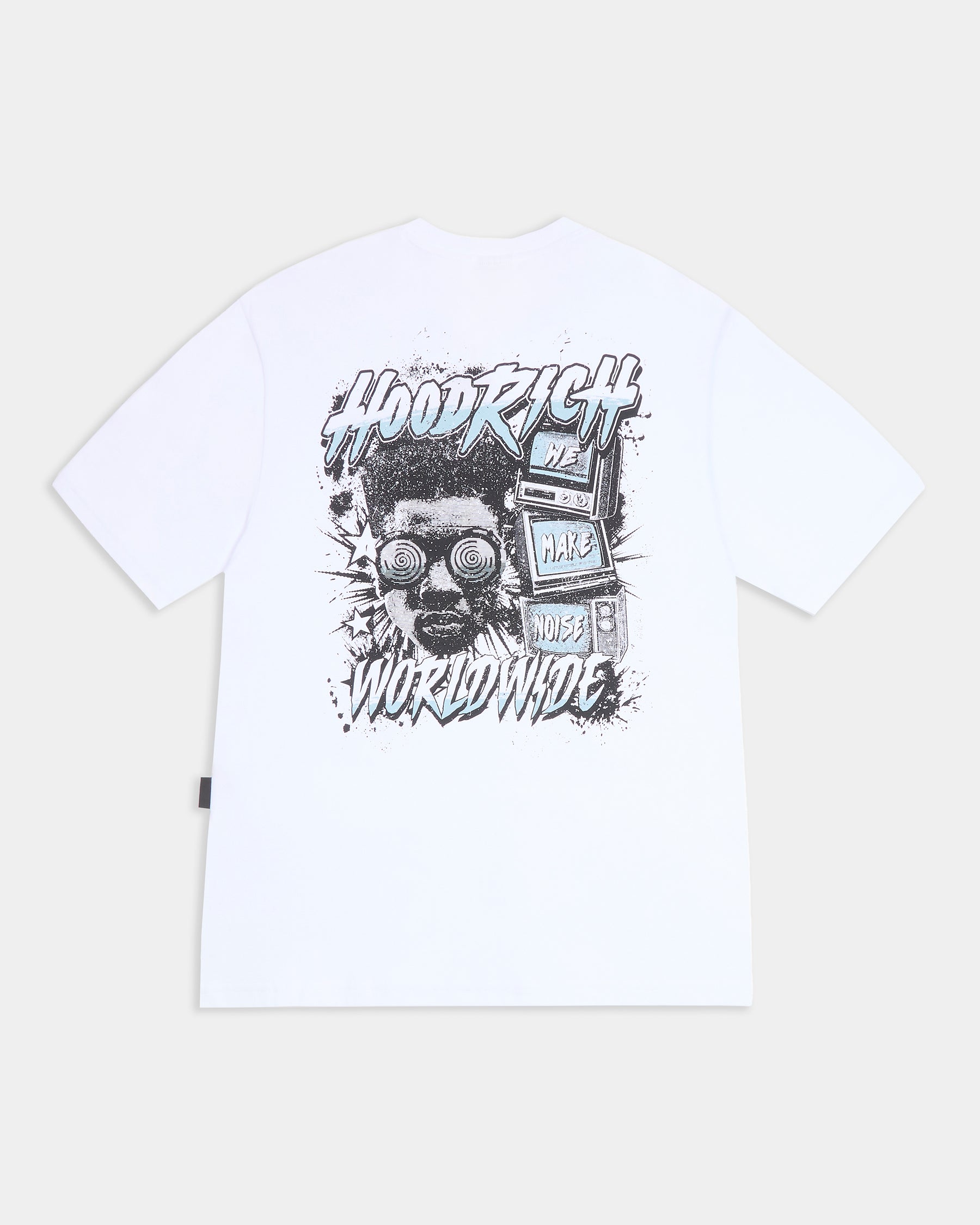 We Make Noise Oversized T-Shirt - White/Black/Blue