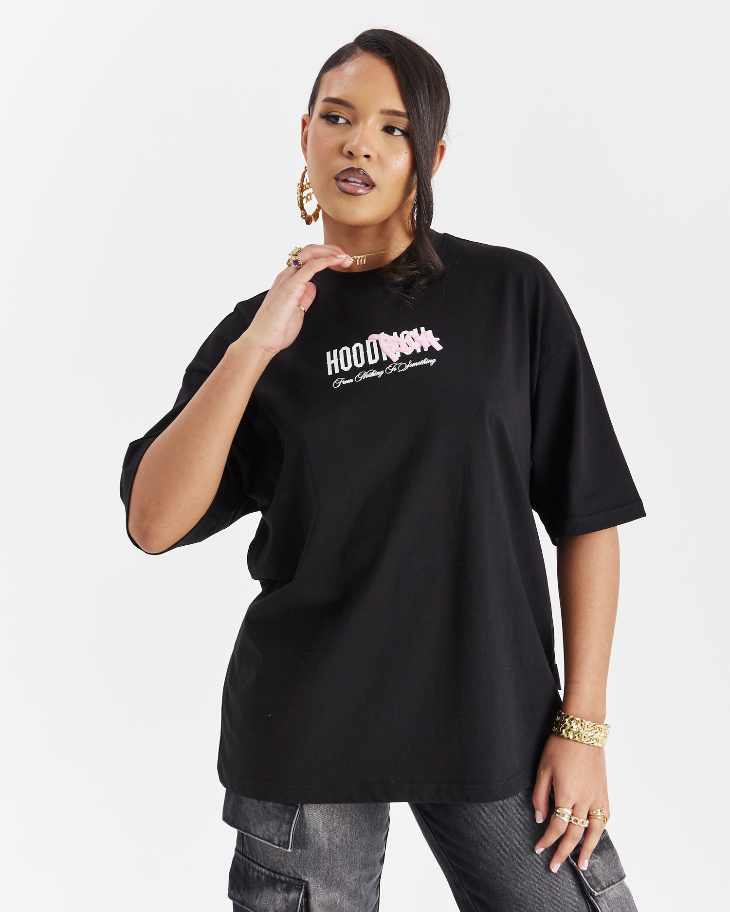 Urban Oversized T-Shirt - Black/White/Pink