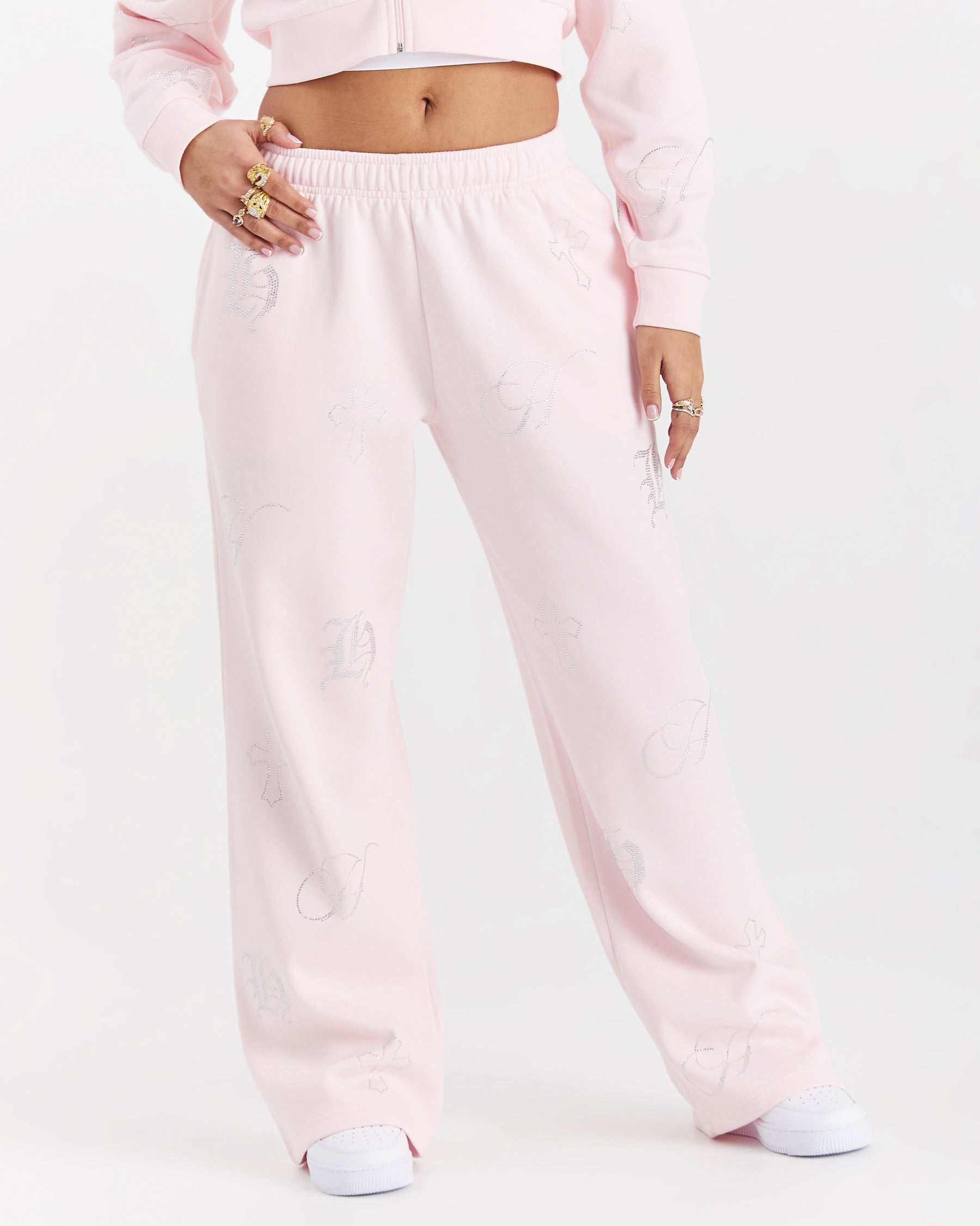 Crystal Oversized Jogger - Pink/Rhinestone