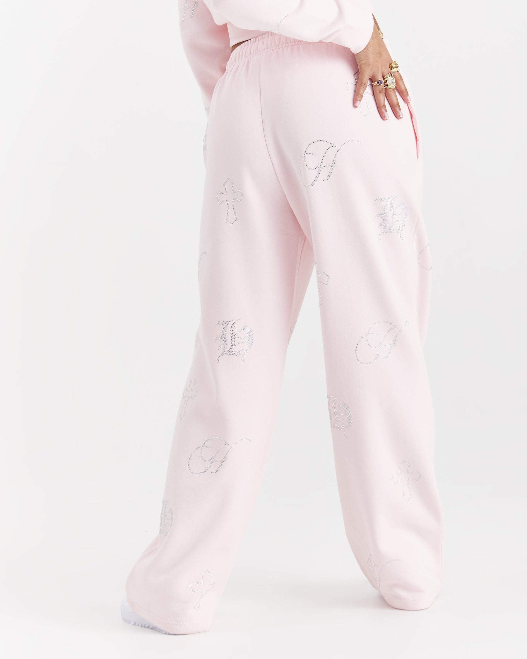 Crystal Oversized Jogger - Pink/Rhinestone