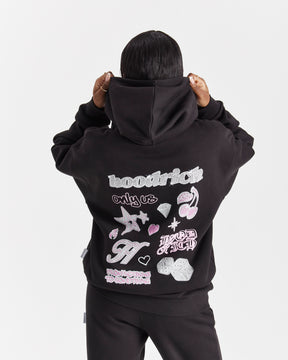 Jewel Oversized Hoodie - Black/Pink