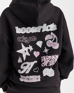 Jewel Oversized Hoodie - Black/Pink