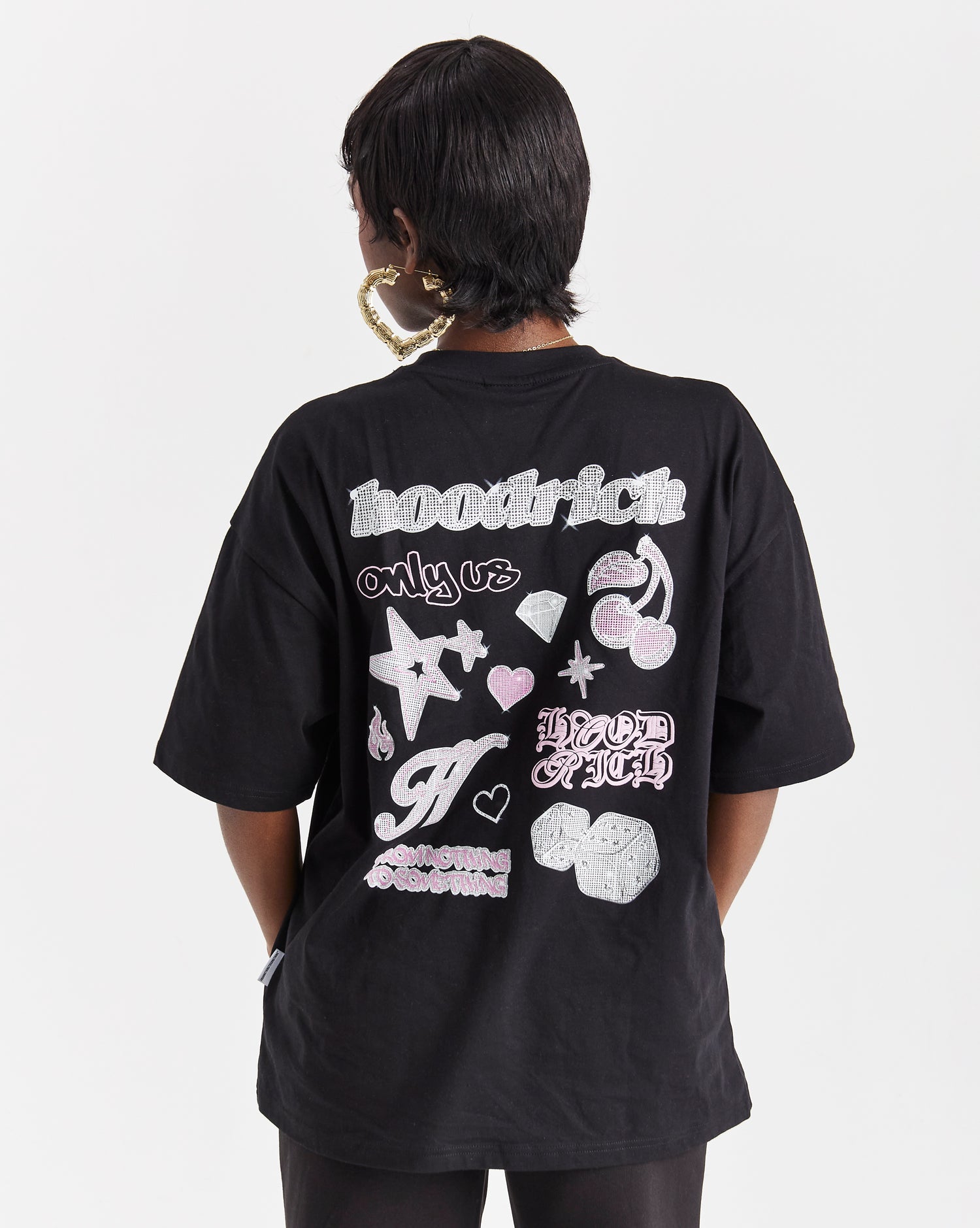 Jewel Oversized T-Shirt - Black/Pink