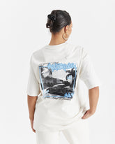 Urban Oversized T-Shirt - Cream/Black/Blue