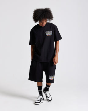 Graff Rave Oversized Shorts - Black/Grey/Pink