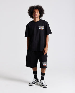 Graff Rave Oversized Shorts - Black/Grey/Pink