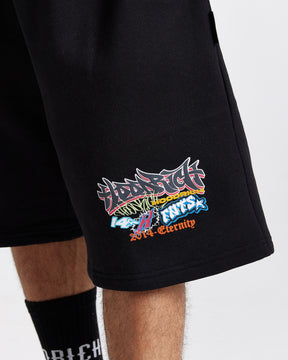 Graff Rave Oversized Shorts - Black/Grey/Pink