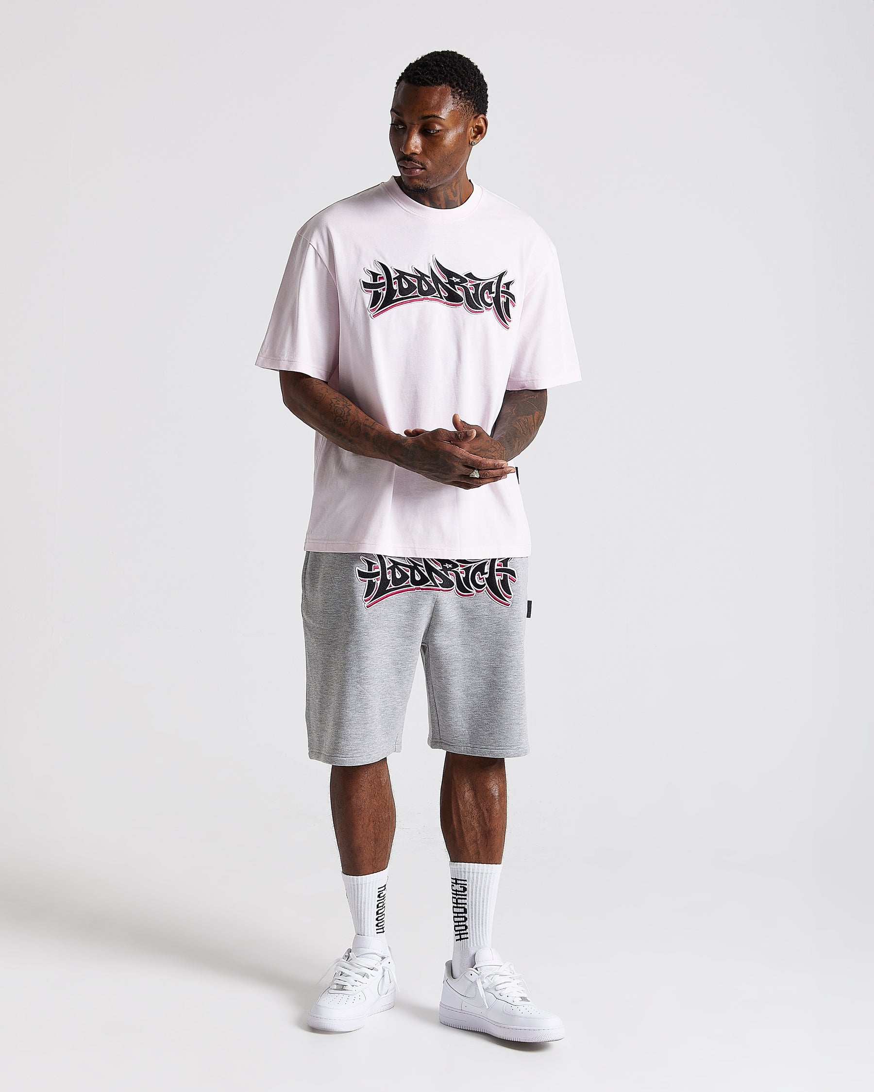 Graff Oversized Shorts - Grey/Pink