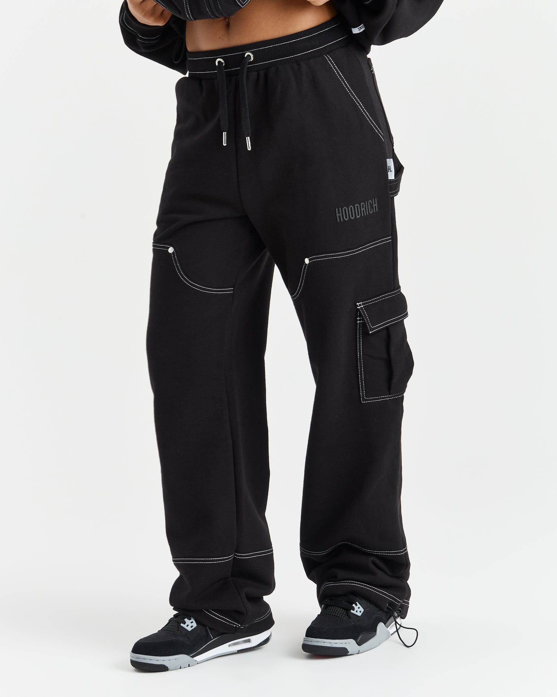 Adorn Open Hem Joggers - Black