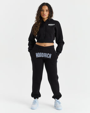 Breeze Cropped Zip Hoodie - Black/Blue/White