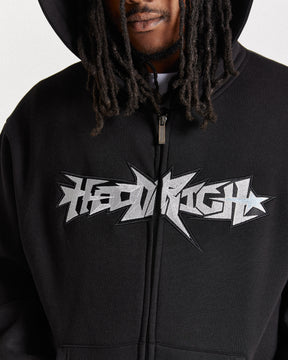 Triluxe Oversized Zip Through Hoodie - Black/White