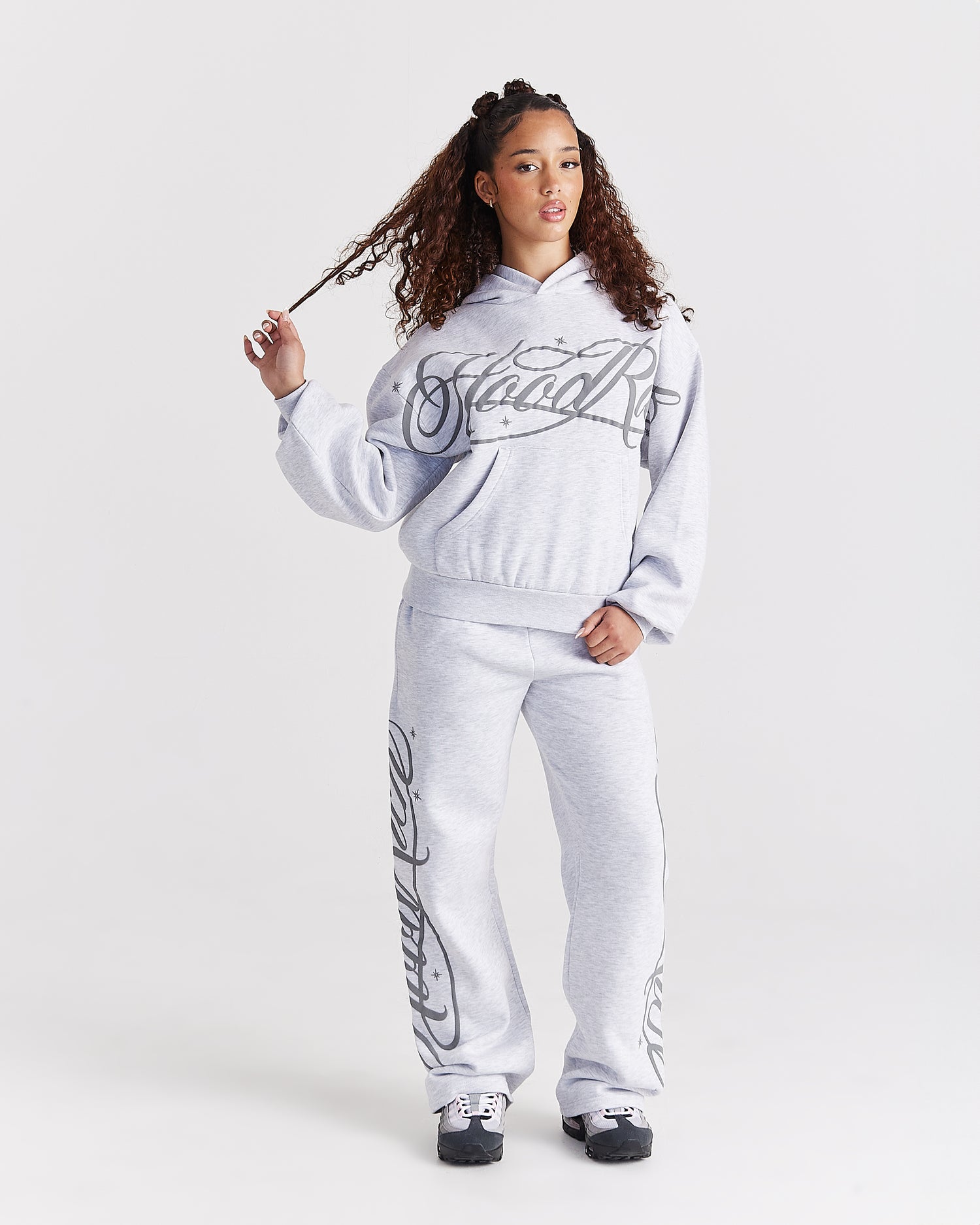 Solace Wide Leg Joggers - Light Grey