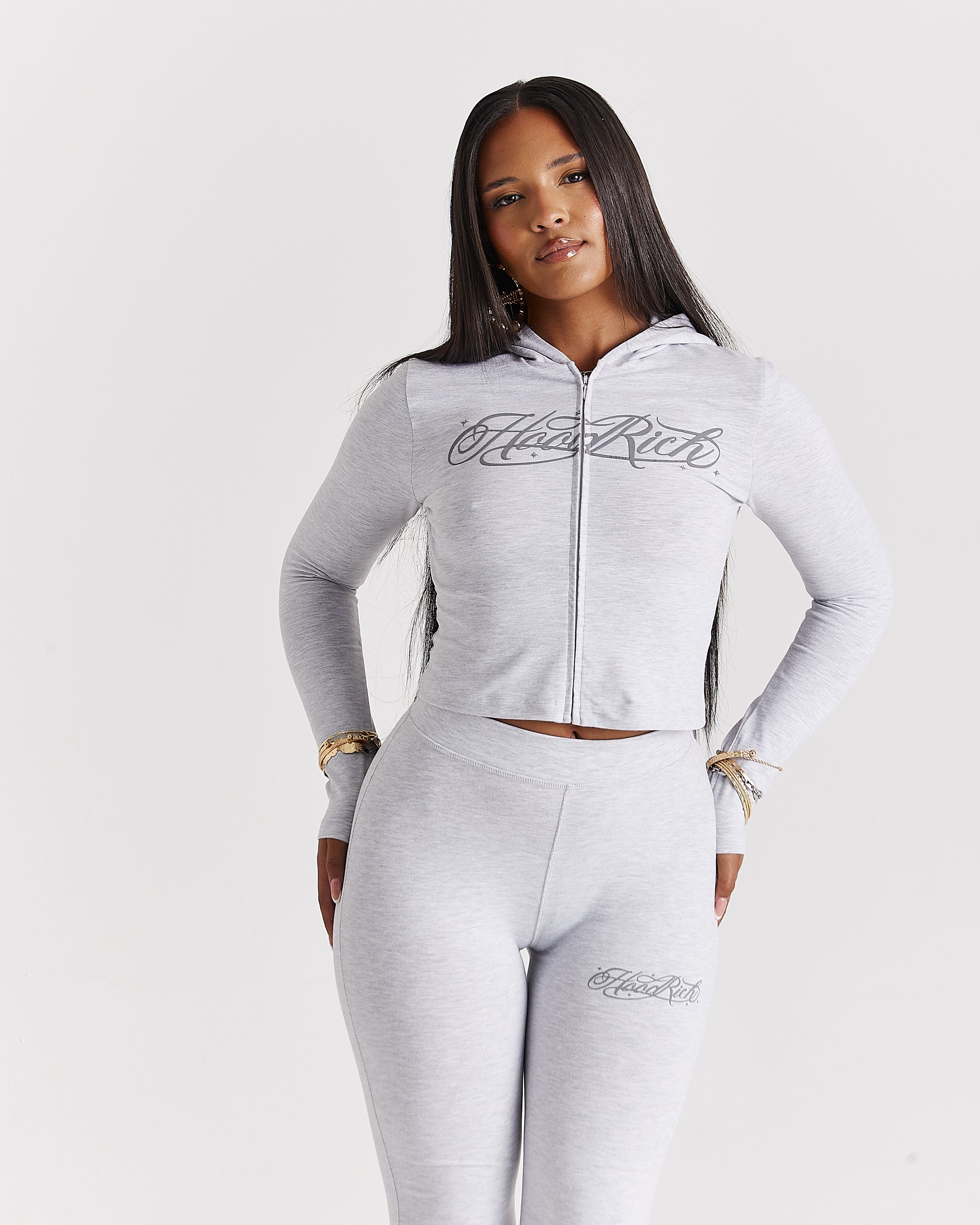 Solace Fitted Zip Top - Light Grey