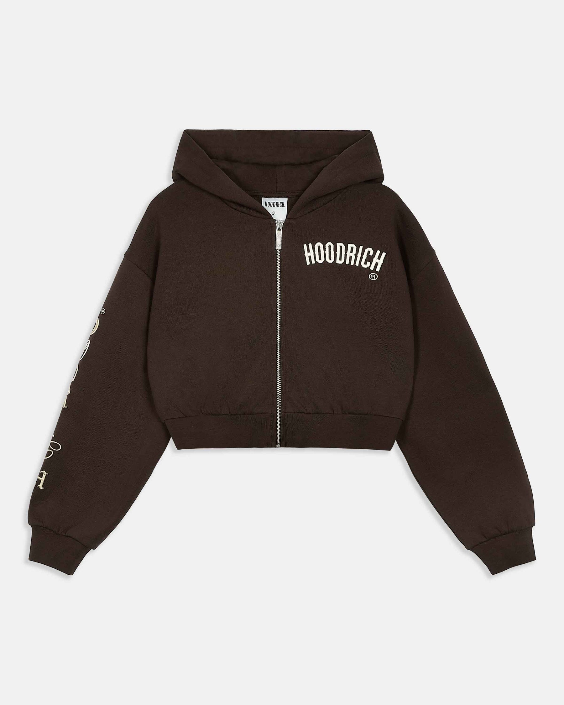 Calor Cropped Zip Hoodie - Brown/White