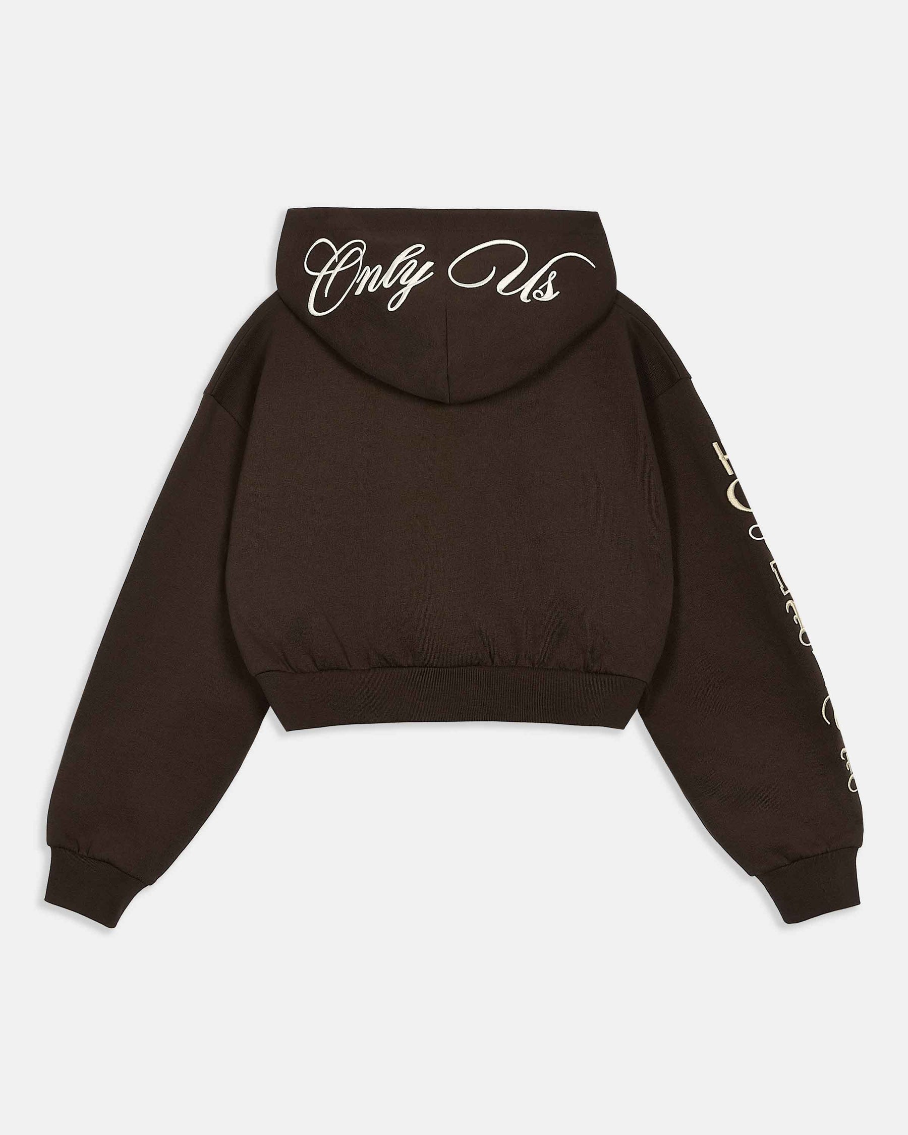 Calor Cropped Zip Hoodie - Brown/White