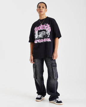 Sketch Money Oversized T-Shirt - Black/White/Pink