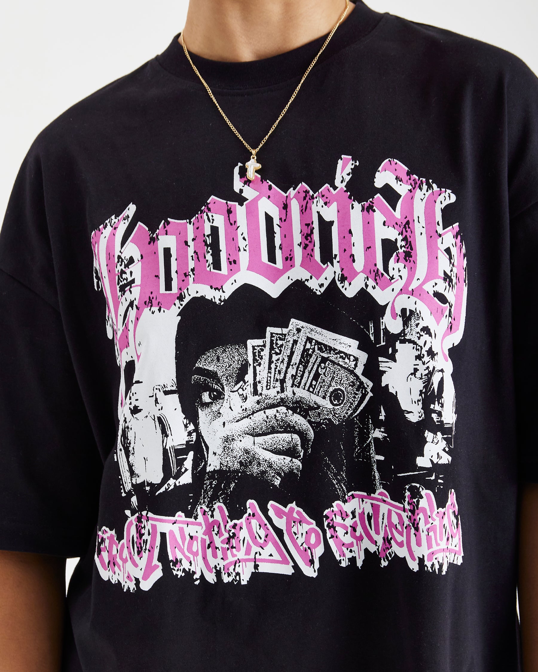 Sketch Money Oversized T-Shirt - Black/White/Pink