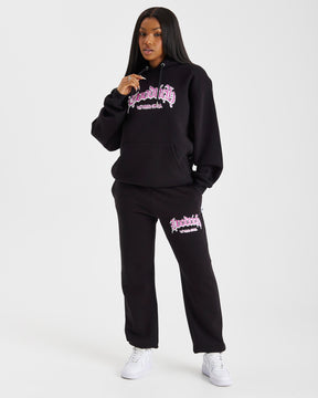 Sketch Money Oversized Hoodie - Black/White/Pink