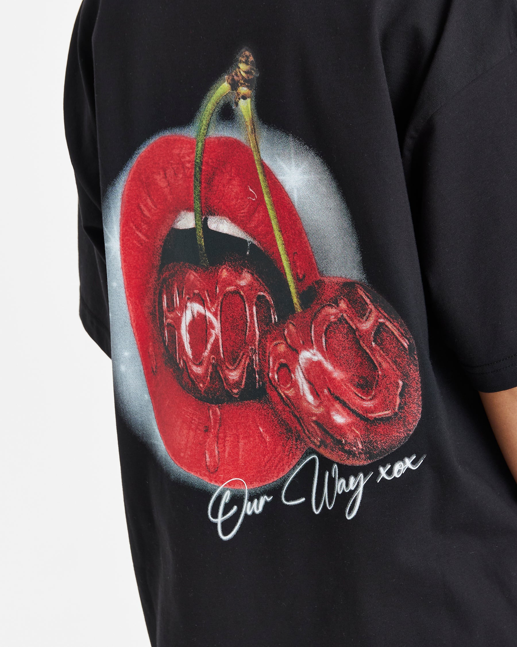 Cherries Oversized T-Shirt - Black/White/Red