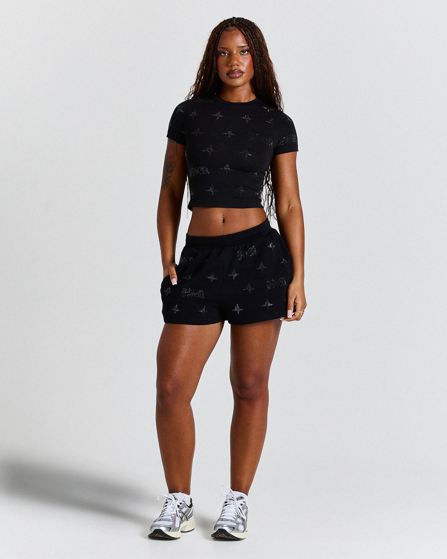 Razor Shorts - Black/Rhinestone