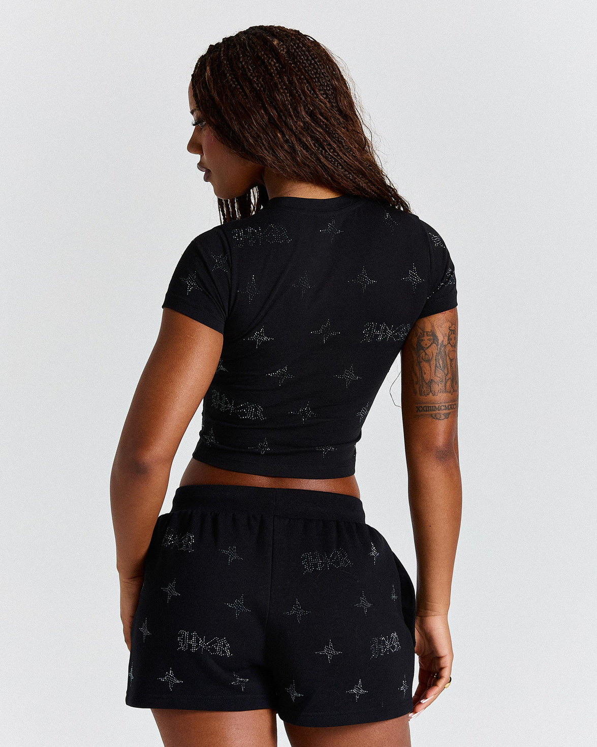 Razor Shorts - Black/Rhinestone