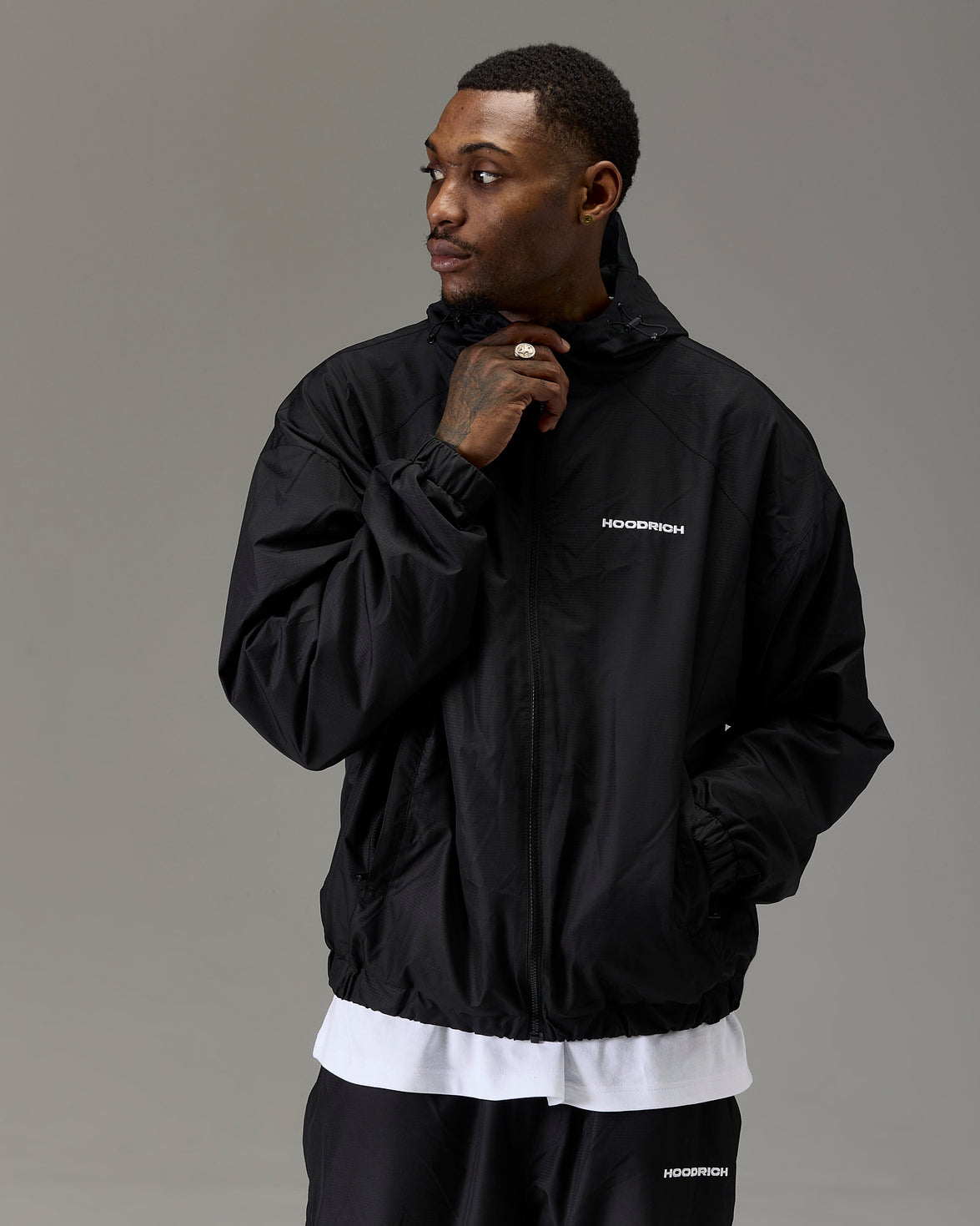 The Winners Circle Ripstop Woven Jacket - Black/White