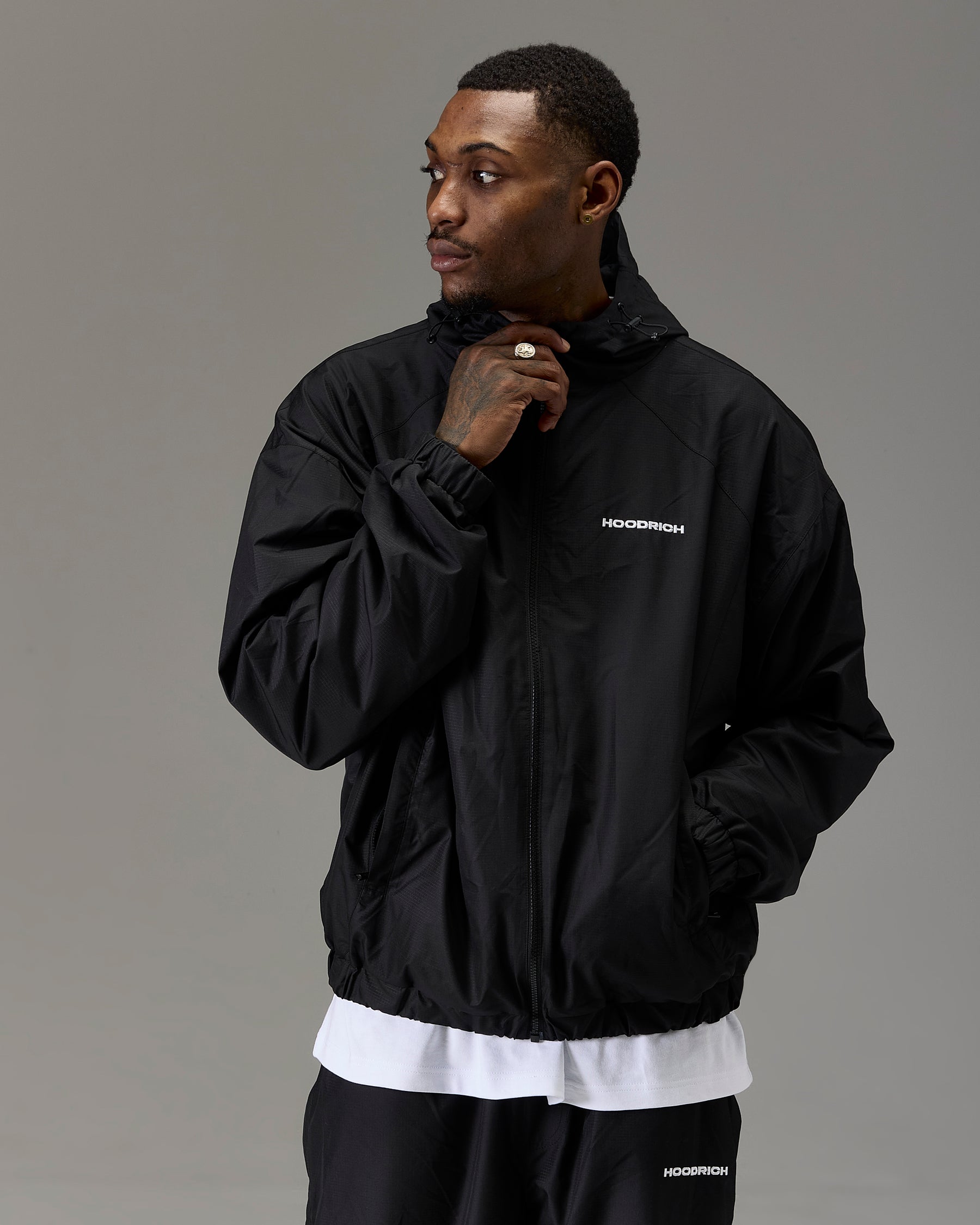 The Winners Circle Ripstop Woven Jacket - Black/White
