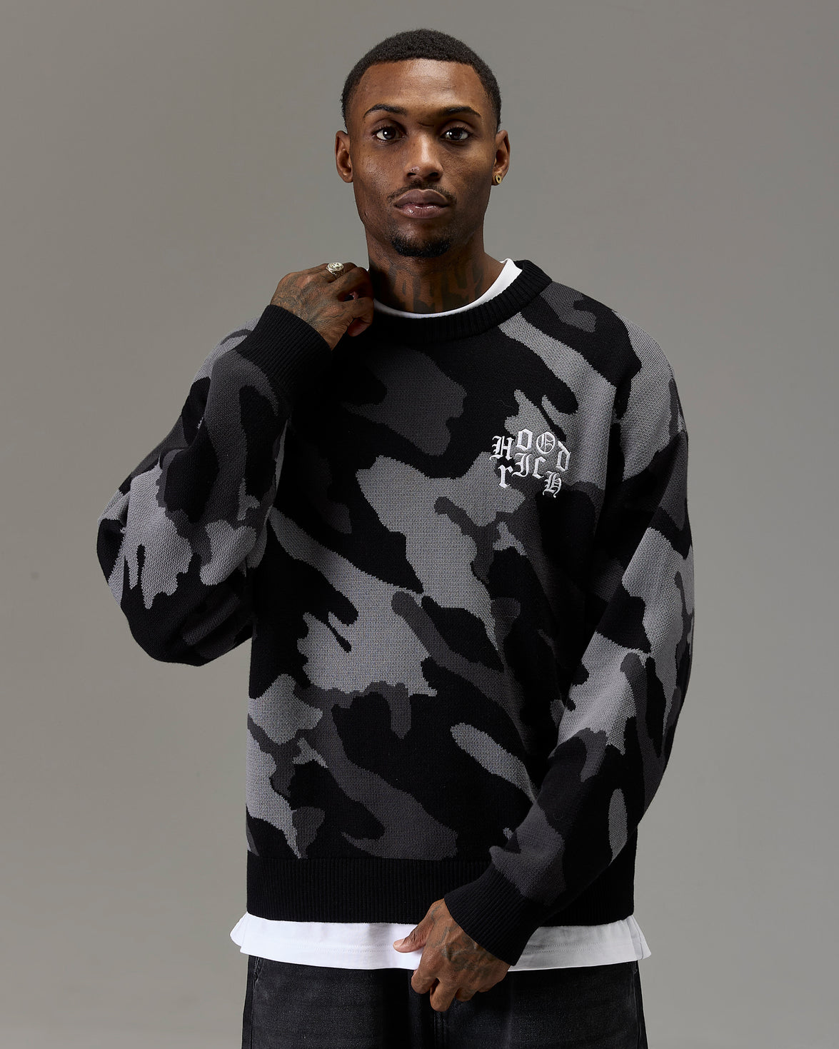 The Winners Circle Knitwear Sweater - Black/Camo
