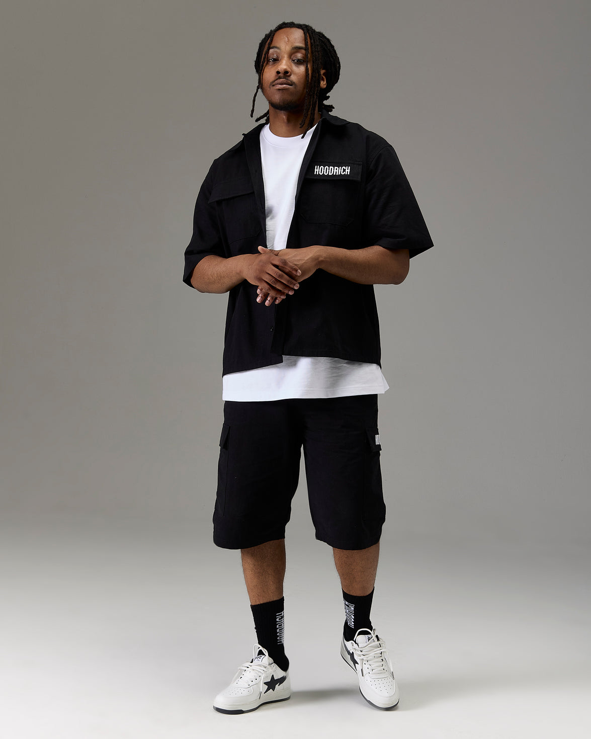 The Winners Circle Ripstop Cargo Shorts - Black/White