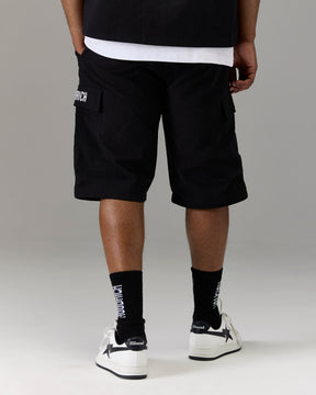 The Winners Circle Ripstop Cargo Shorts - Black/White