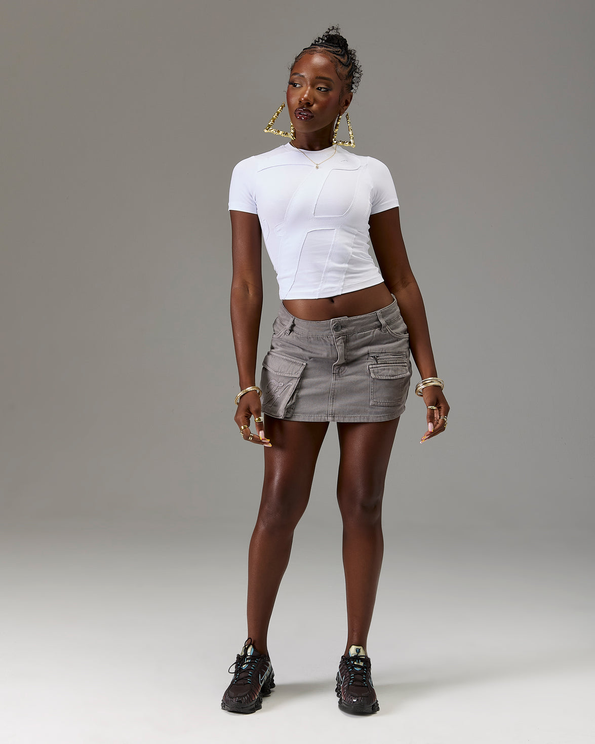 The Winners Circle Cargo Mini Skirt - Grey