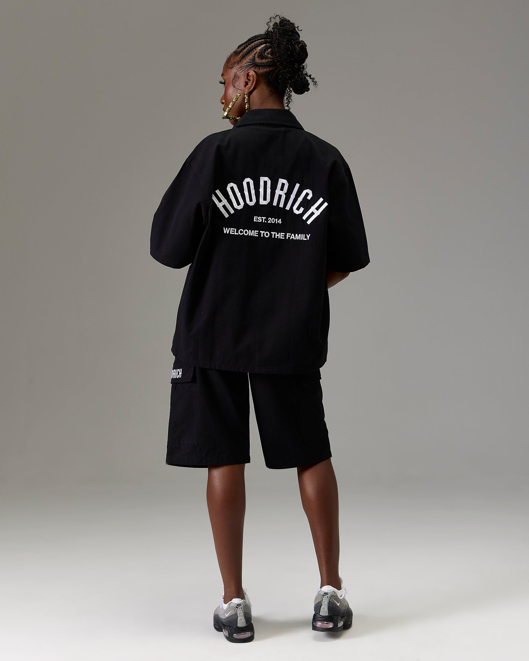 The Winners Circle Ripstop Cargo Shorts - Black/White
