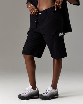 The Winners Circle Ripstop Cargo Shorts - Black/White