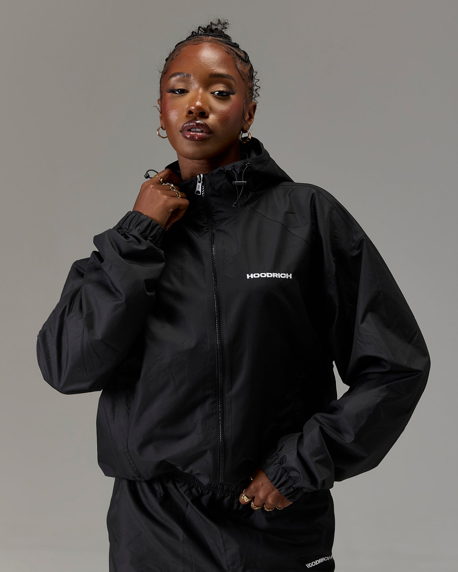 The Winners Circle Ripstop Woven Jacket - Black/White