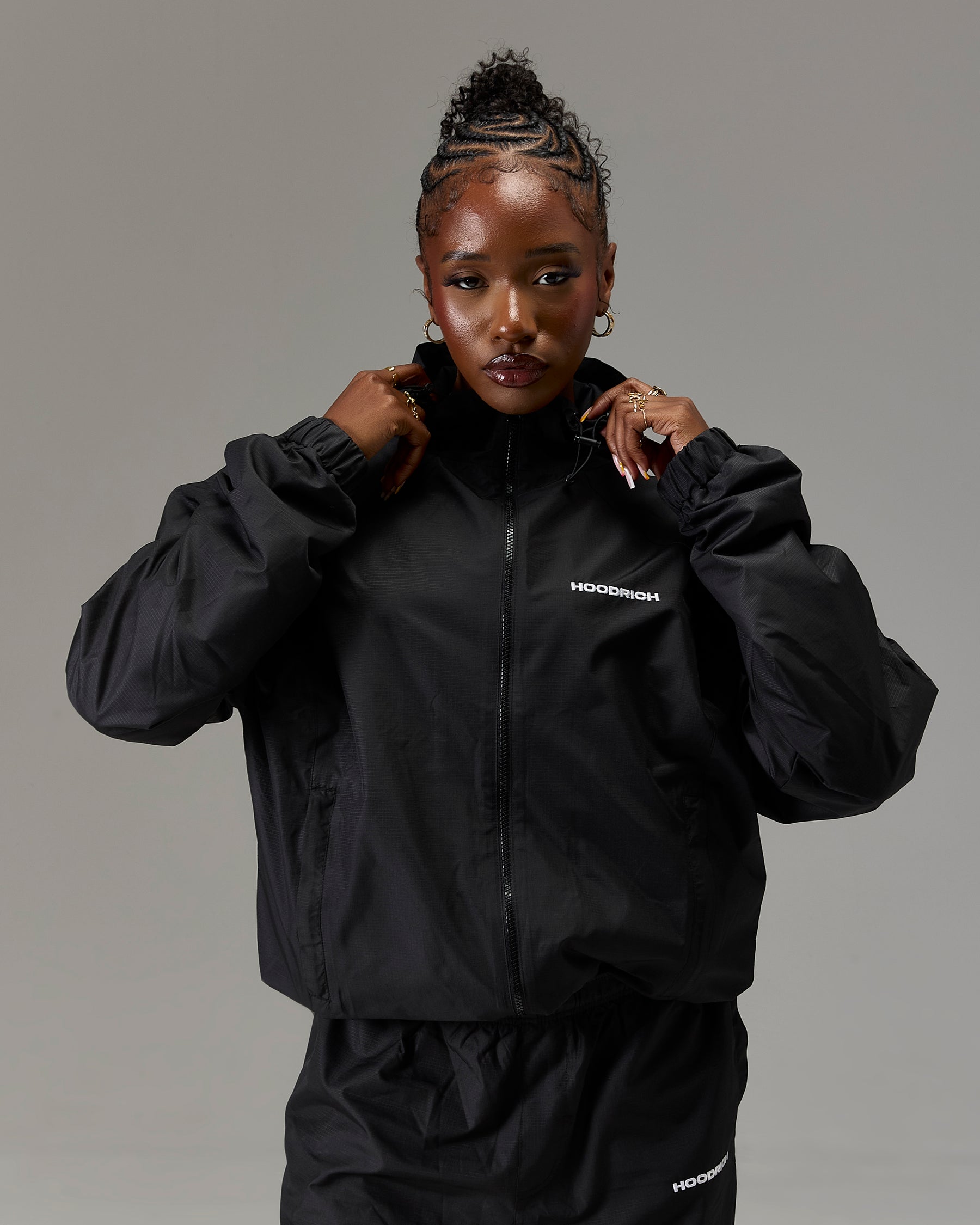 The Winners Circle Ripstop Woven Jacket - Black/White