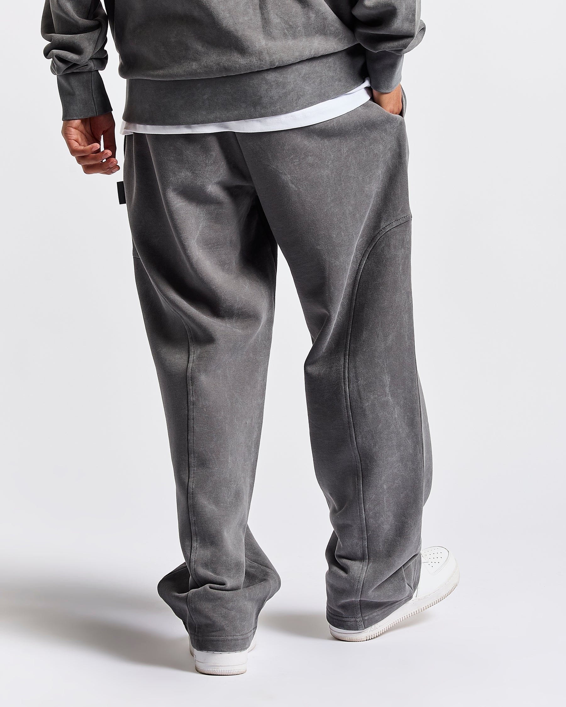 Cursed Oversized Wide Leg Jogger - Grey Wash/Black