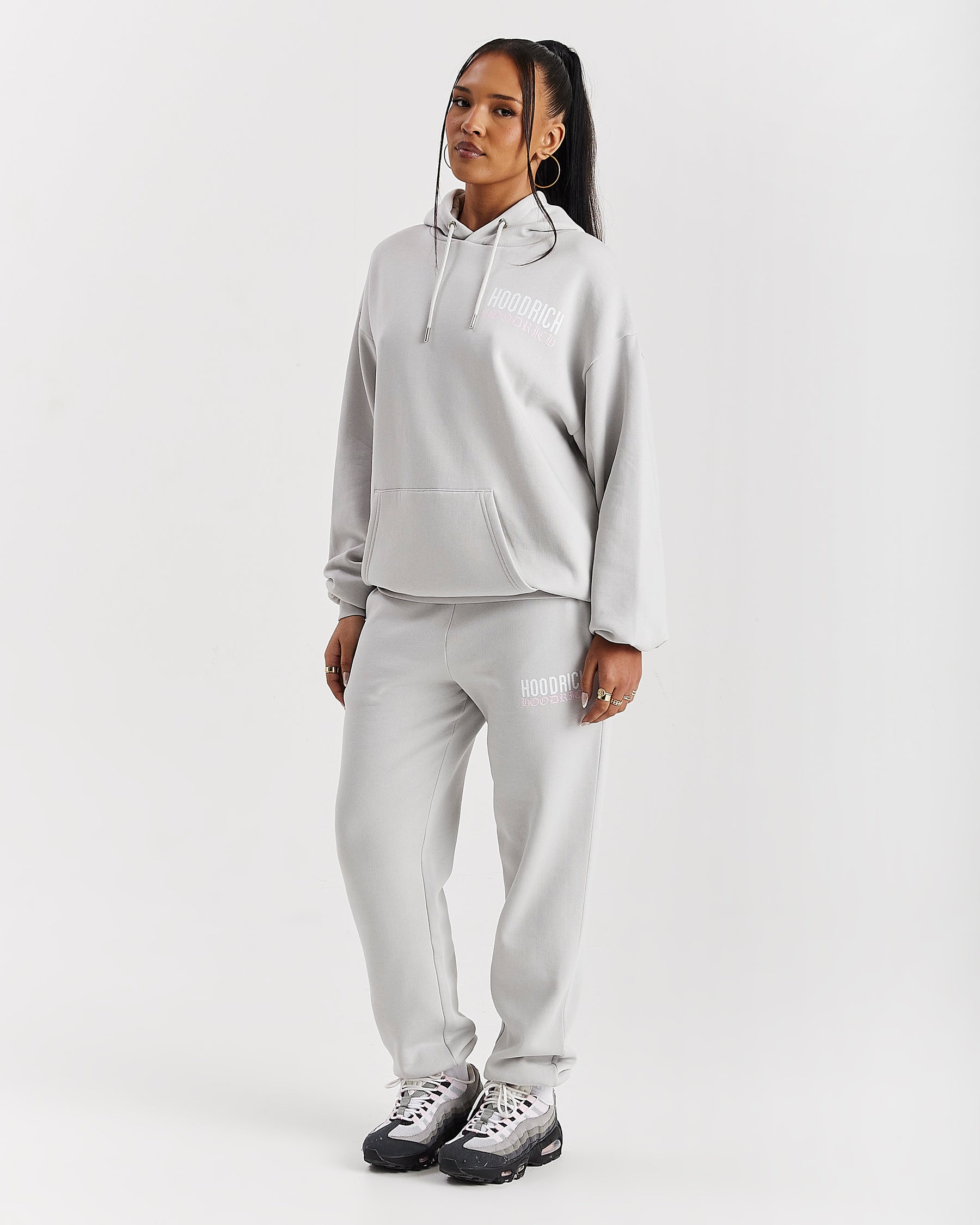 Flex Oversized Hoodie - Grey/White/Pink