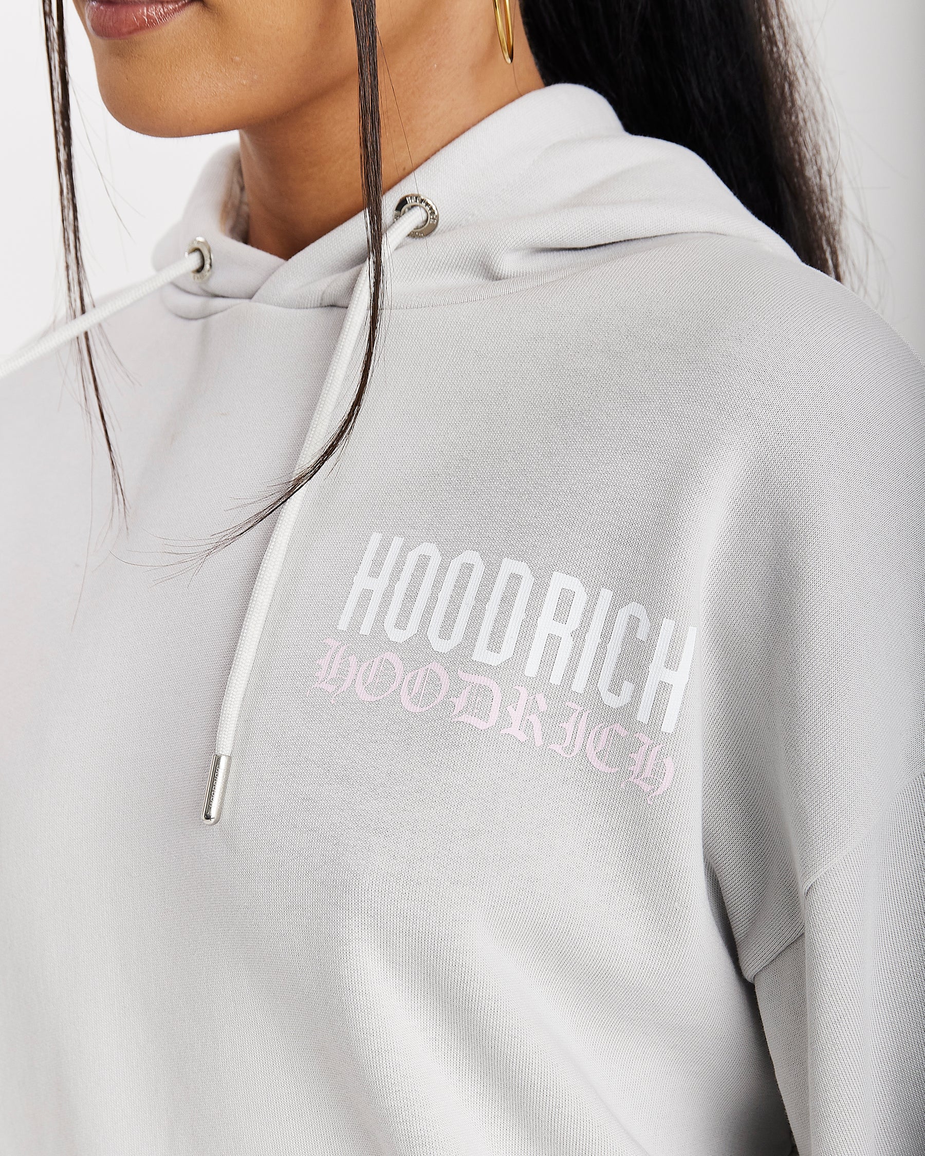 Flex Oversized Hoodie - Grey/White/Pink