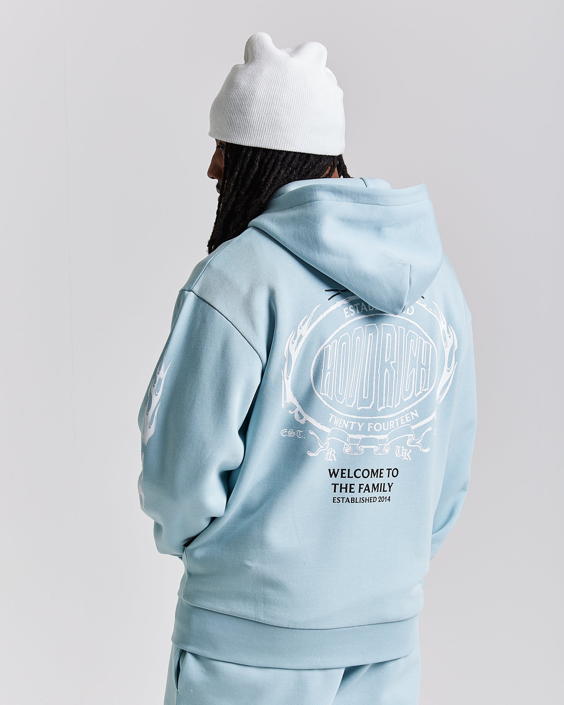 Noir Oversized Zip Hoodie - Blue/White