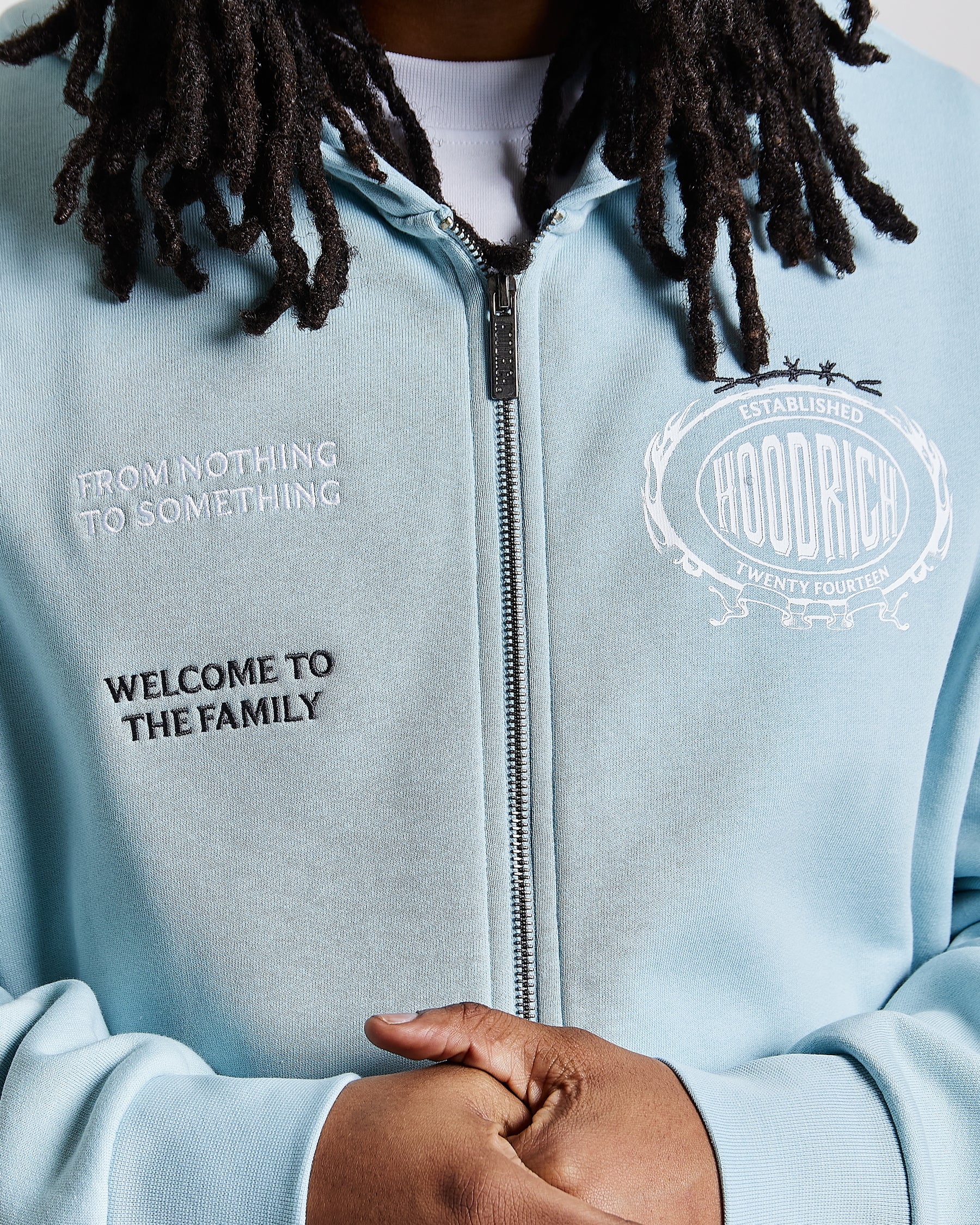Noir Oversized Zip Hoodie - Blue/White