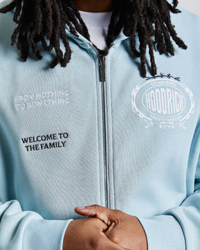 Noir Oversized Zip Hoodie - Blue/White
