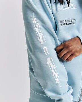 Noir Oversized Zip Hoodie - Blue/White