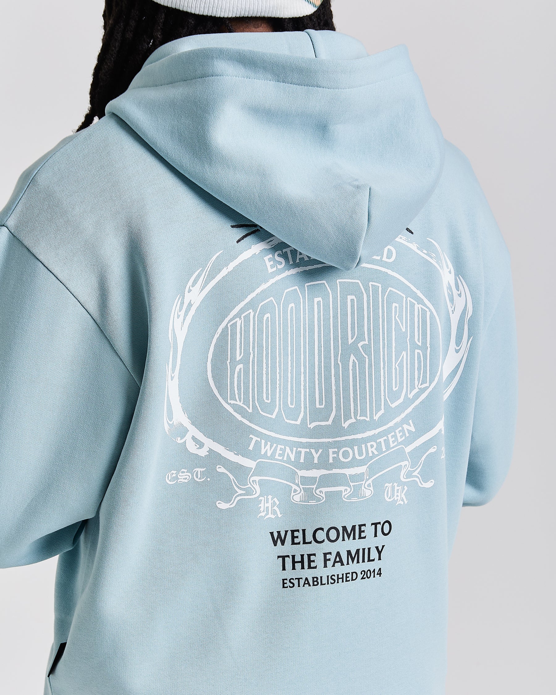 Noir Oversized Zip Hoodie - Blue/White