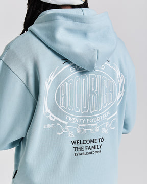 Noir Oversized Zip Hoodie - Blue/White