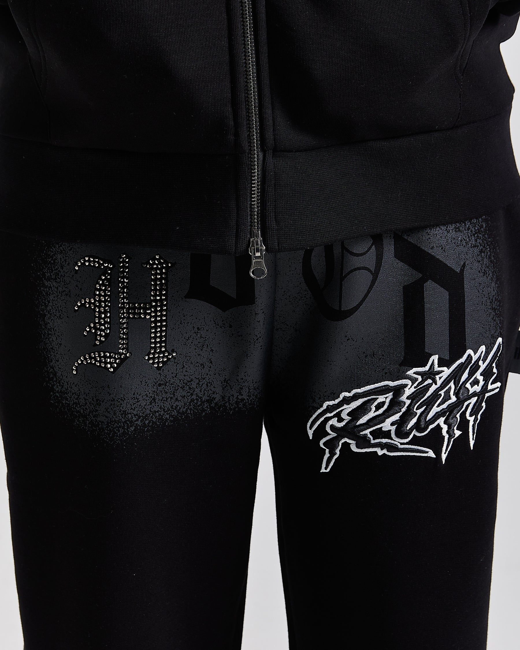 Iron Oversized Open Hem Joggers - Black/Grey/White
