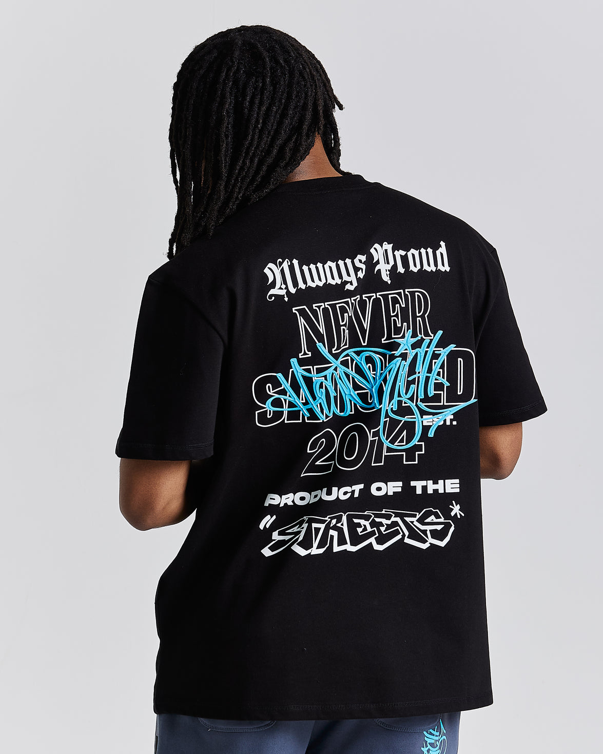 Stamp Tag Oversized T-Shirt - Black/White/Blue
