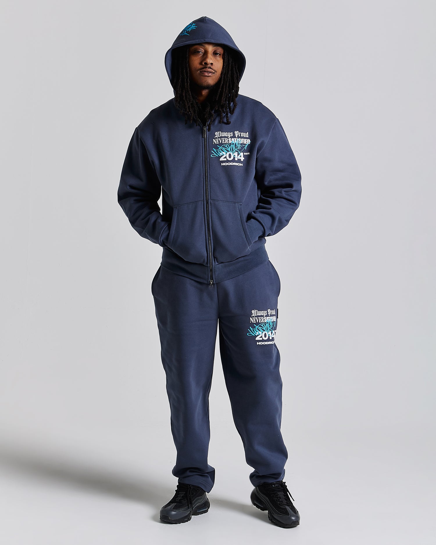 Stamp Tag Oversized Joggers - Blue/White