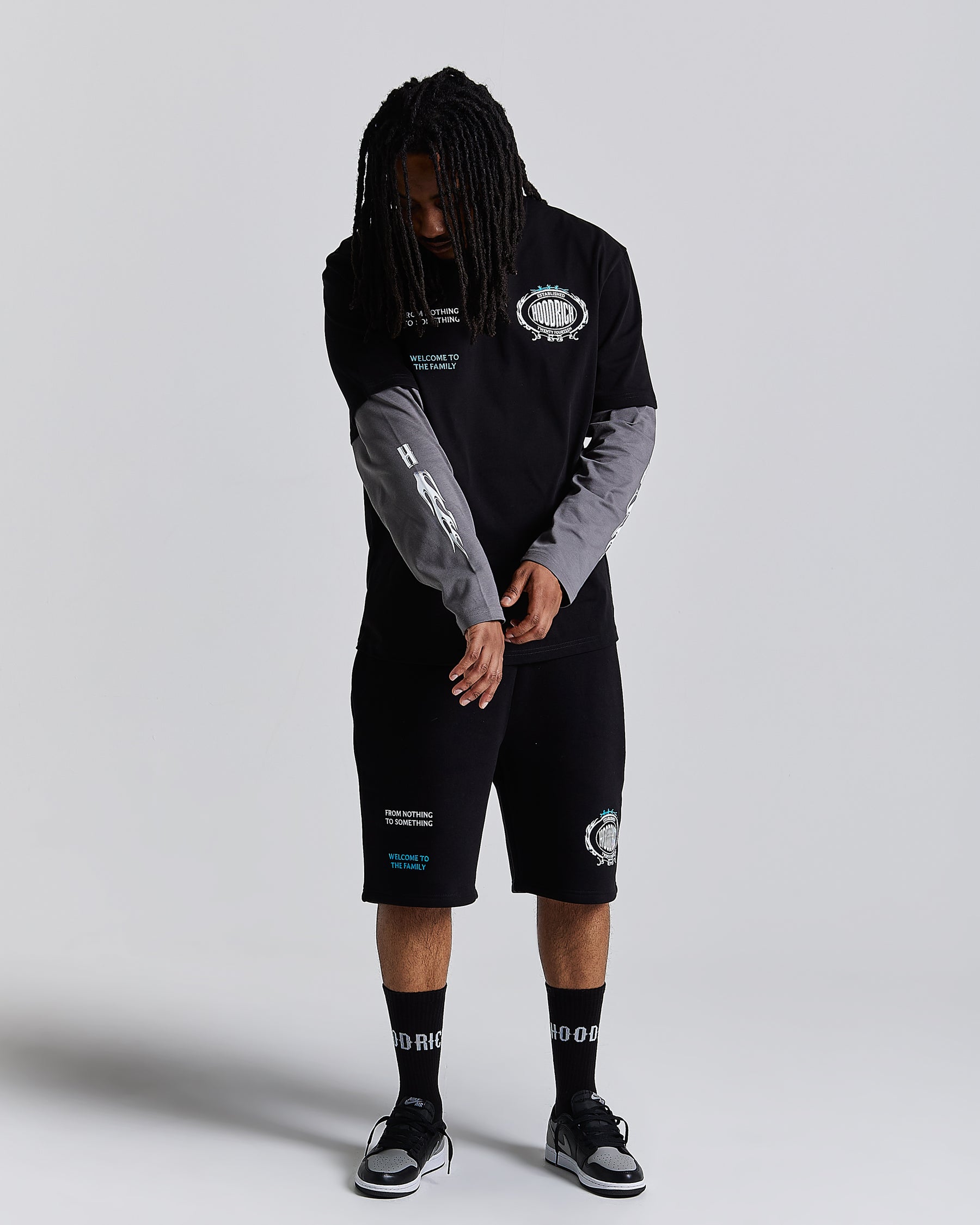 Noir Oversized Long Sleeve T-Shirt - Black/Grey/White