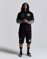 Noir Oversized Shorts - Black/Grey/Blue
