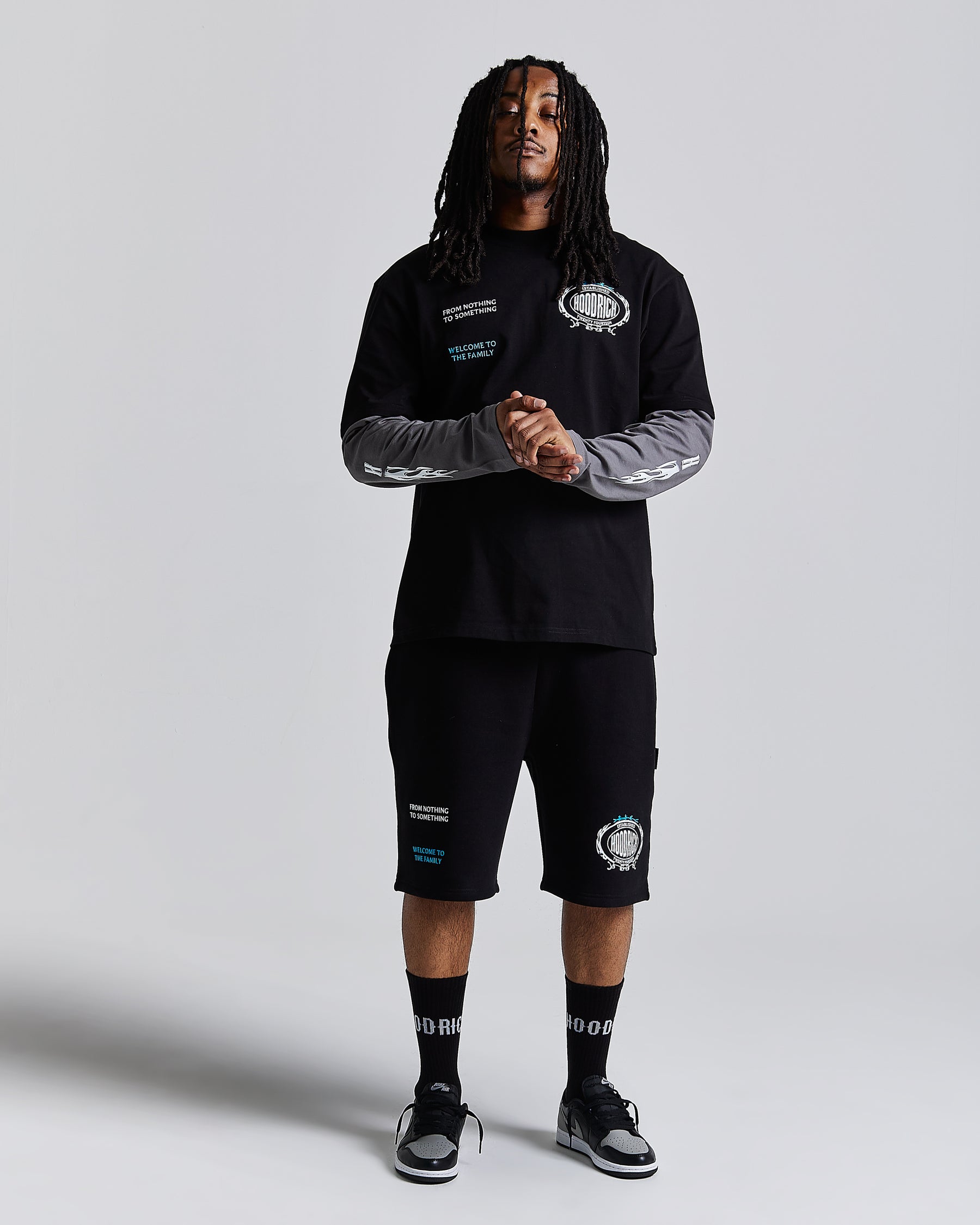 Noir Oversized Long Sleeve T-Shirt - Black/Grey/White